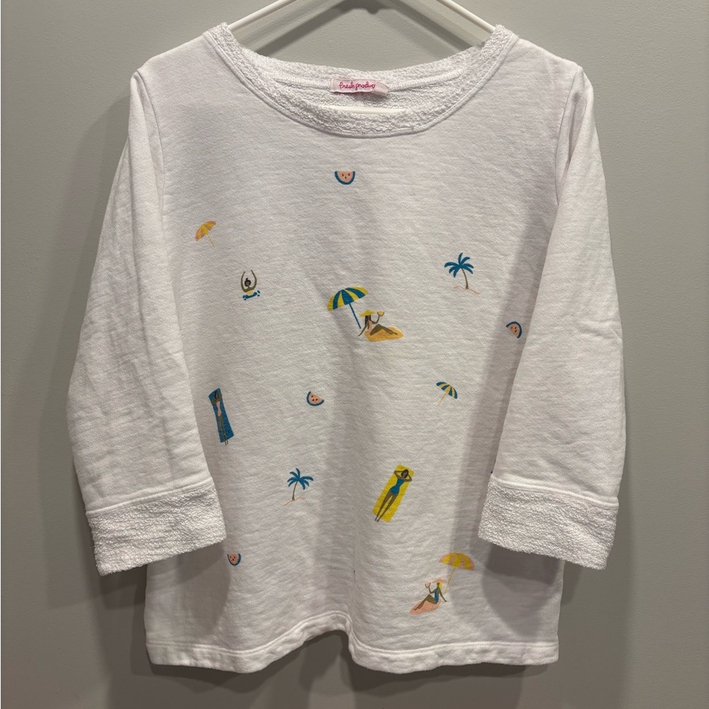 Fresh Produce White 3/4 sleeve sweatshirt